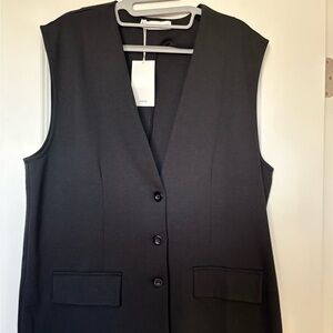 Mango Black Sleeveless Button-Front Vest NWT